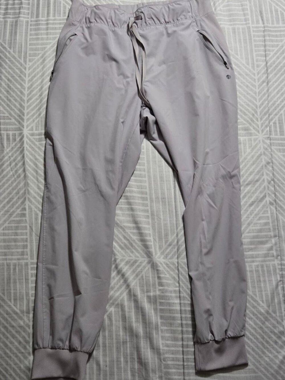 Apana Lilac Grey Lightweight Stretch Athletic Joggers Zip Pockets XL